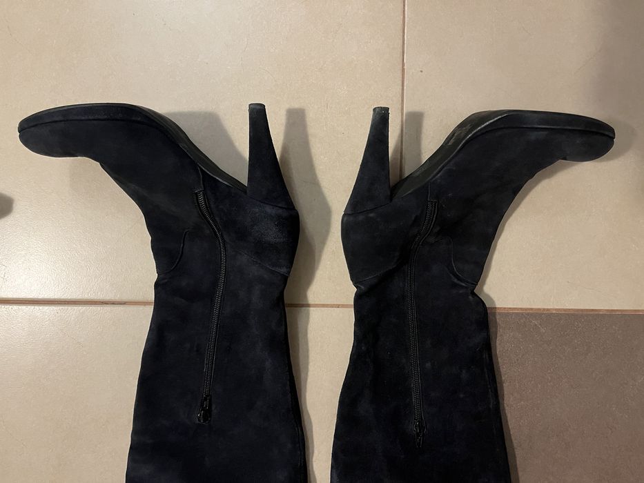 Ботуши от естествен велур тъмно сини и кафяви, номер 39