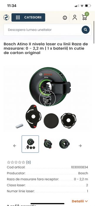 Nivela cu laser, cu o linie, Bosch Atino + accesorii Originala.