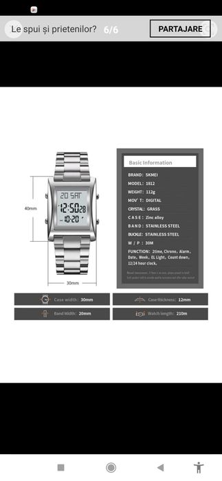 Vând ceas digital brățară metalica