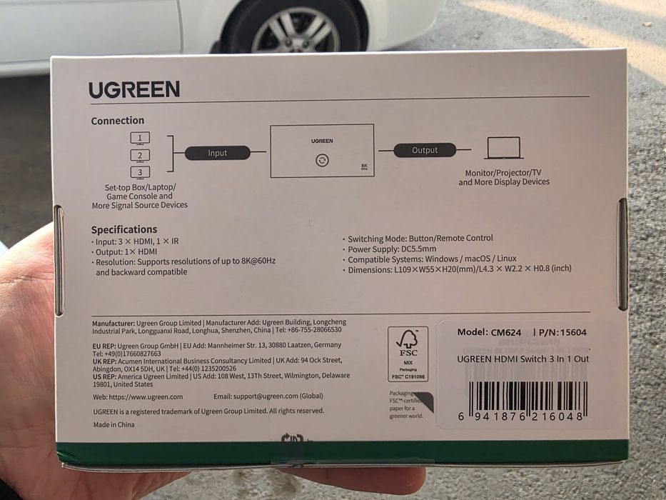 UGREEN HDMI 2.1  Switch 3in1 Переключатель с пультом