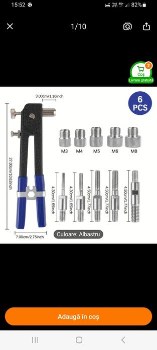 Dispozitiv asamblare nituri cu filet interior