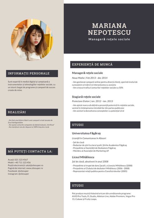 CV(Curriculum vitae) profesional.