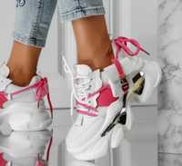 Дамски тренди маратонки бяло и розово