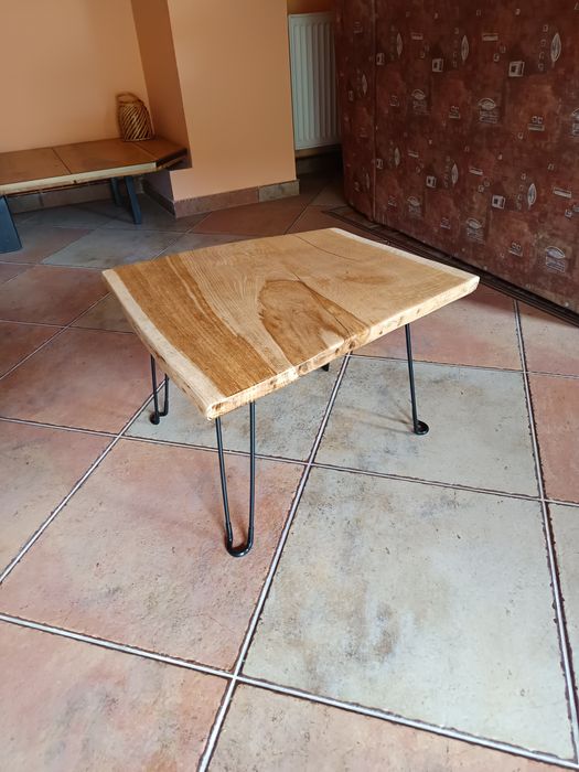 Masa cafea stejar cu picioare metalice