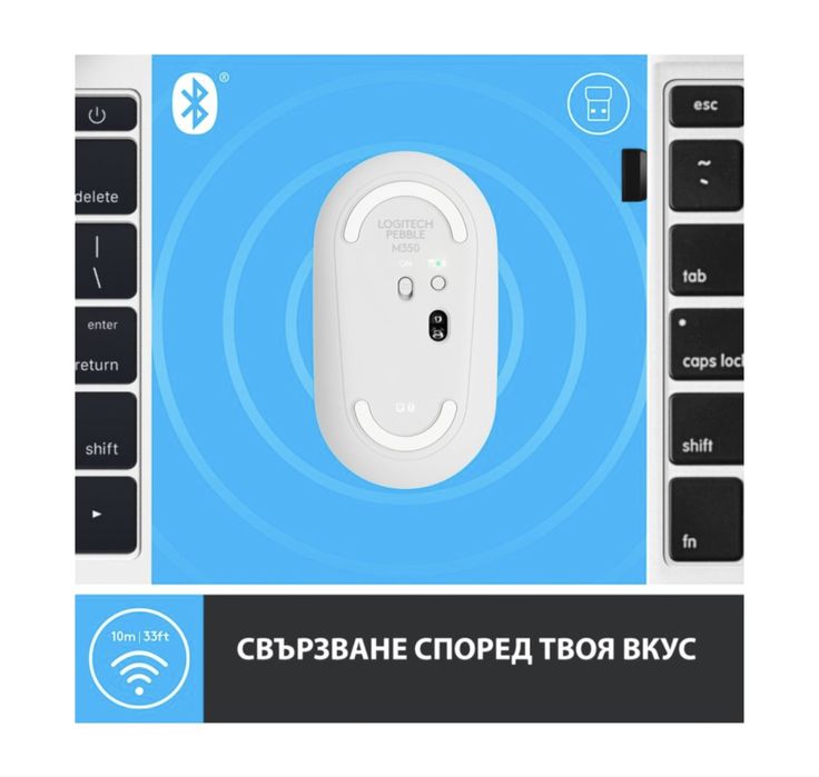 Logitech Pebble m350 бяла мишка