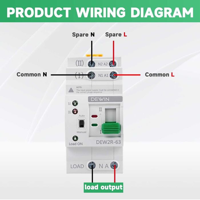 DEWIN автоматичен трансферен превключвател ATS 2P 63A 220V