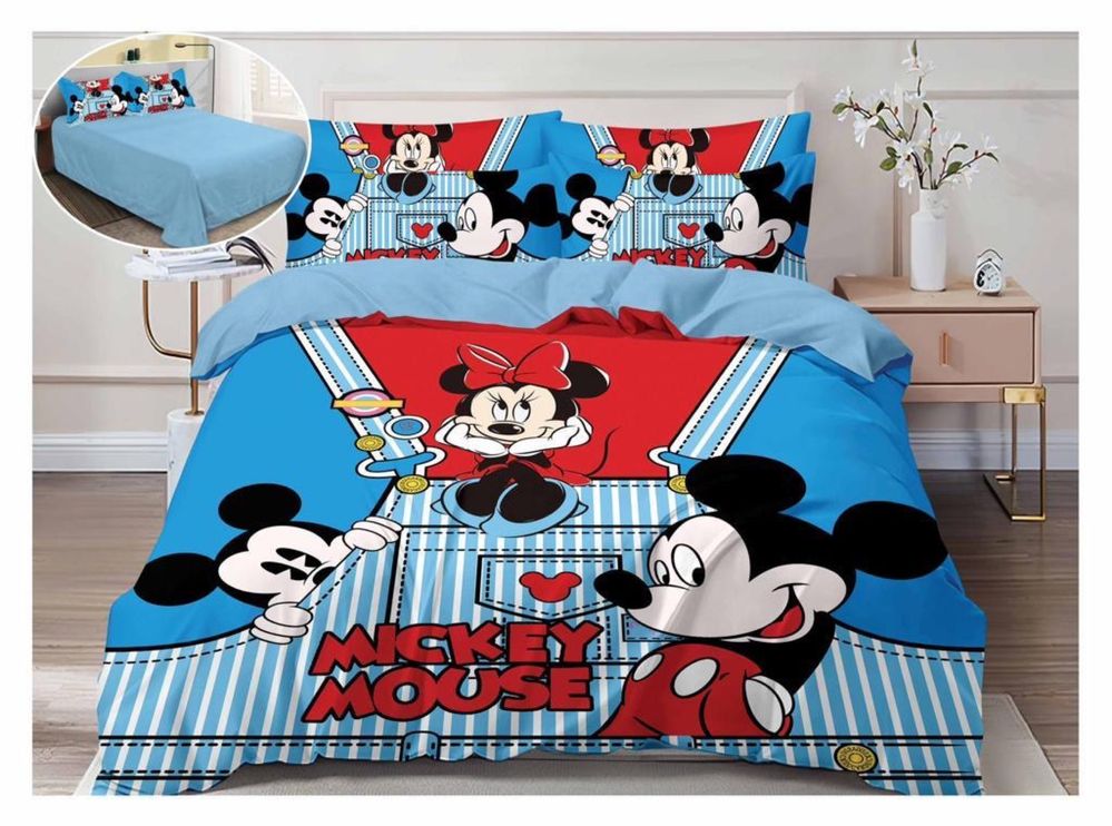 Lenjerie pat Disney Mickey Mouse Bumbac Finet 6 piese