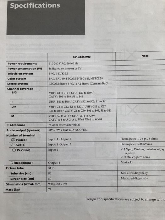 Телевизор Sony KV-LX34 Trinitron