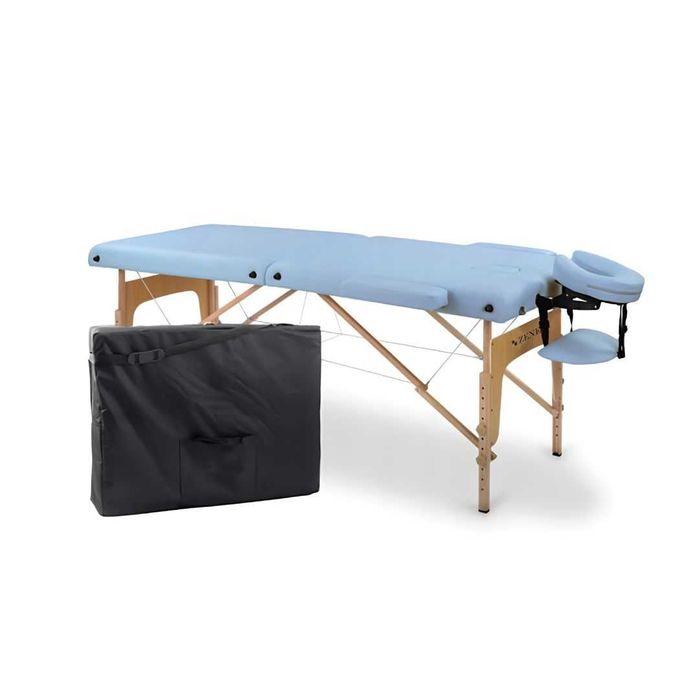 Преносима масажна кушетка  ZET-1042 размер S, Дървена,  светлосиня
