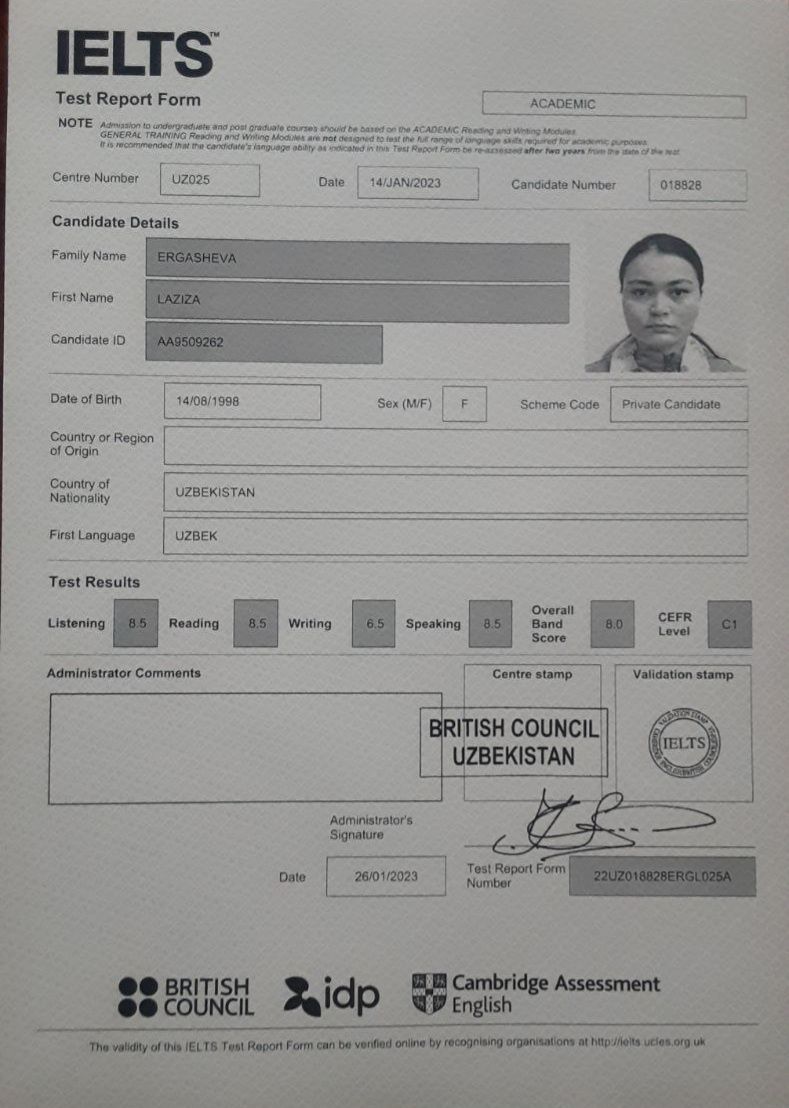 Individual IELTS Offline /Online (8.0 band instructor)