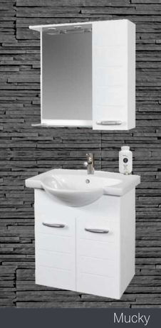 Комплект мебели за баня МУКИ - горен шкаф огледало + долен шкаф мивка