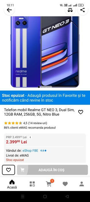Telefon marca Realme GT Neo 3.