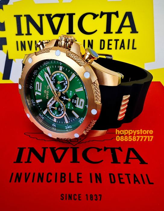 INVICTA Axis Gold/Green 50mm, Инвикта нов ръчен часовник