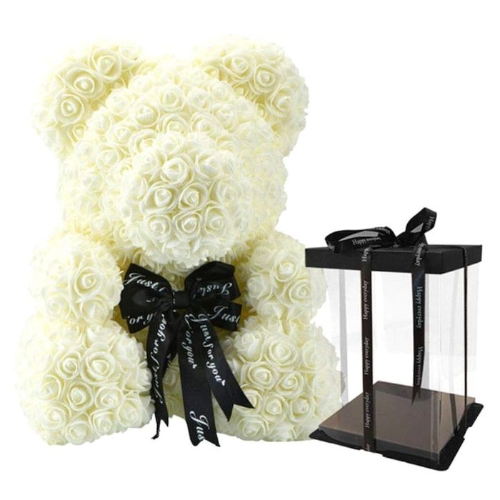 Мече от рози 40 см.-червено,розово,бяло синьо