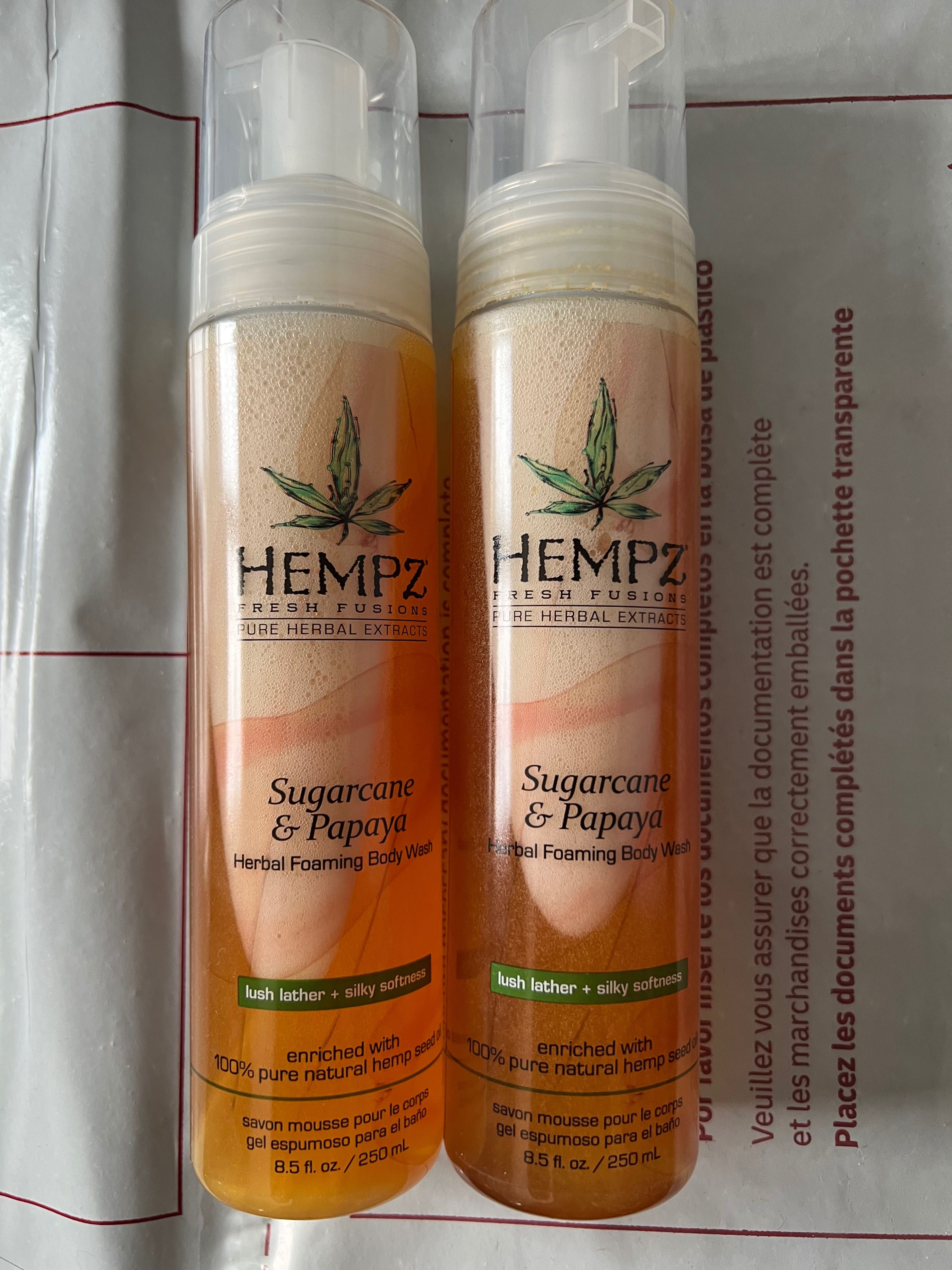 2 душ гела, захарна тръстика и папая, Hempz душ гел, изтекъл срок,нови