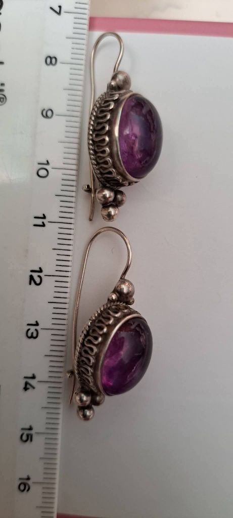 Cercei din argint cu Ametist cabochn