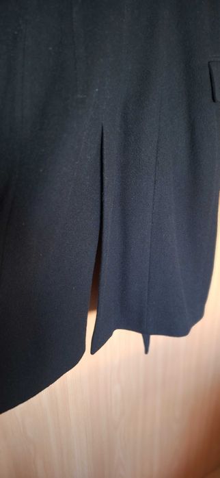 Palton clasic negru de femei din stofa, marimea L