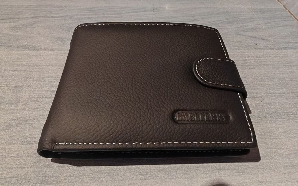 Portofel de barbati din piele, negru, nou