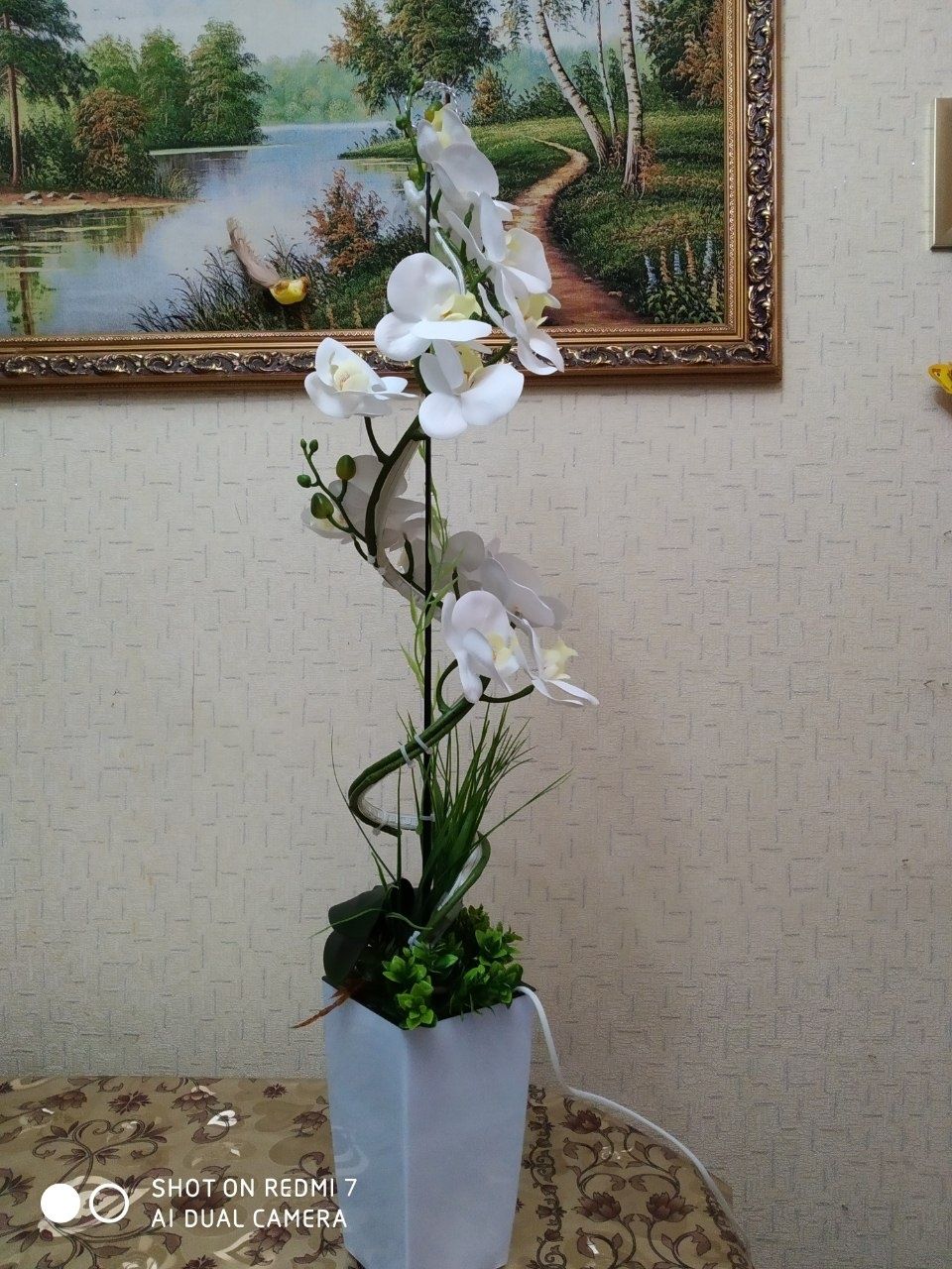 Цветок. Орхидея искусственная. Светильник с пультом.