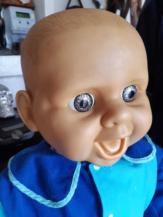 Papusa inalta 80cm, cu corp panza si cap, maini si picioare din guma