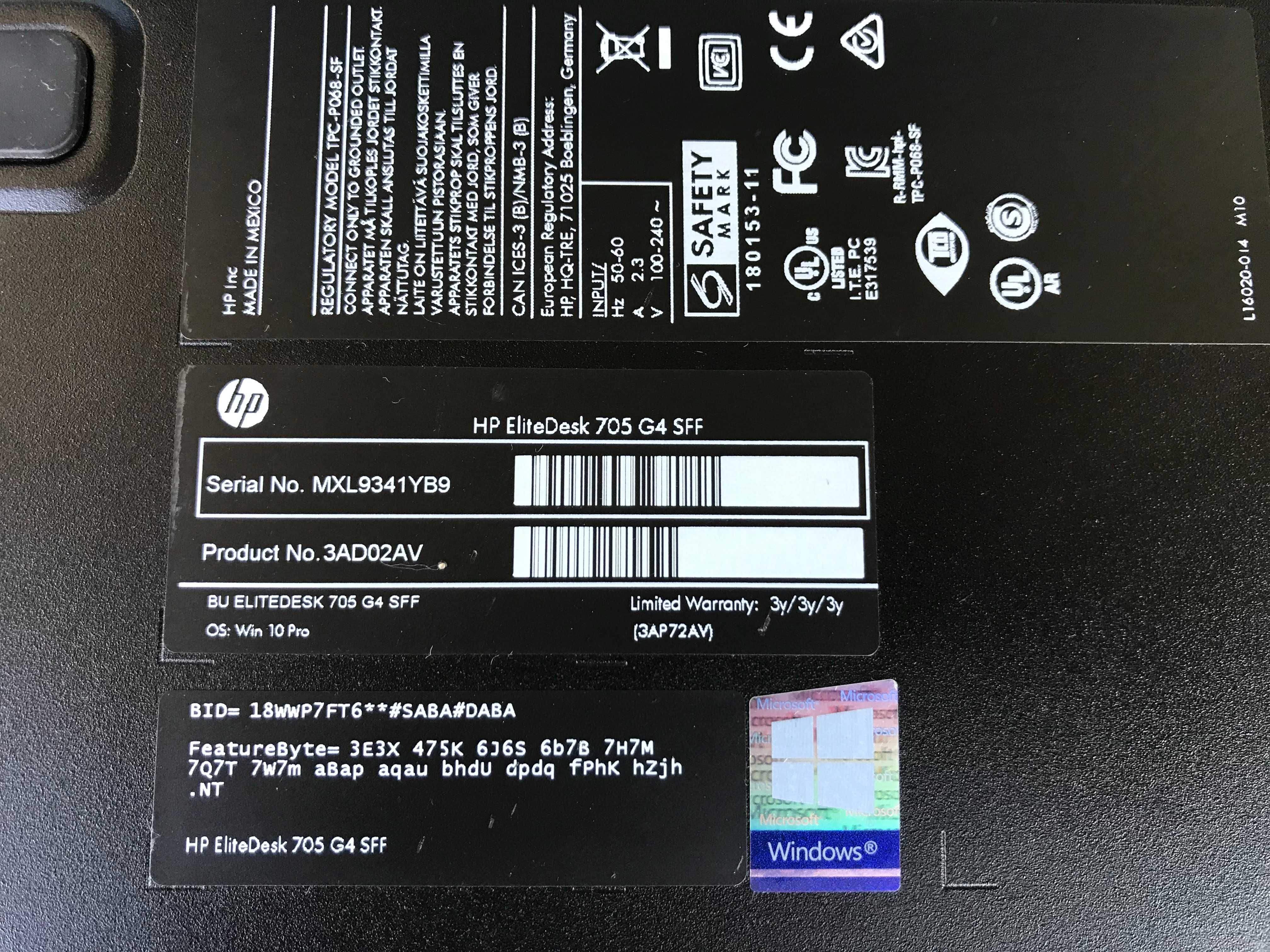 HP EliteDesk 705 G4 SFF, AMD Ryzen 3, 2200G 3.5 GHz, 16 GB-DDR4