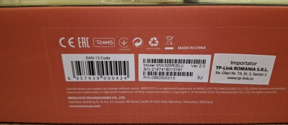 Router Mercusys model MW325R 4 antene