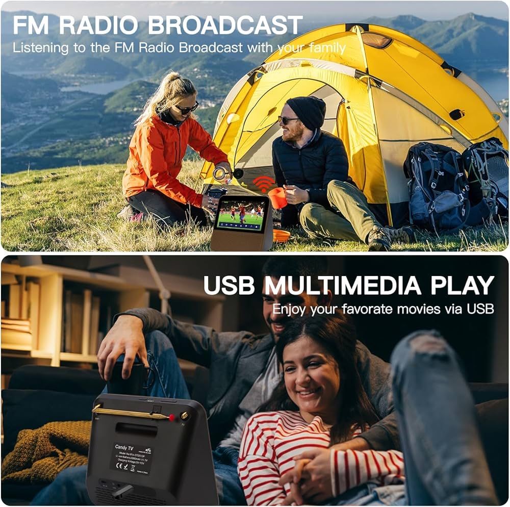 Портативен Мини преносим с батерия телевизор, 7 инча, DVB-T2 DAB+ FM
