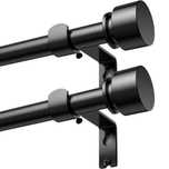 Set de 2 Galerii, bara perdele, draperii, 45 - 150cm, negru mat