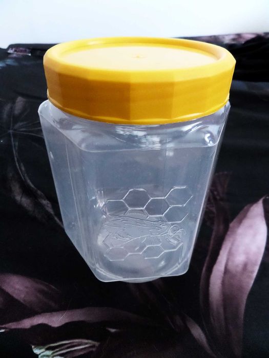 Borcan din polipropilena alimentara hexagon 720ml 1kg miere