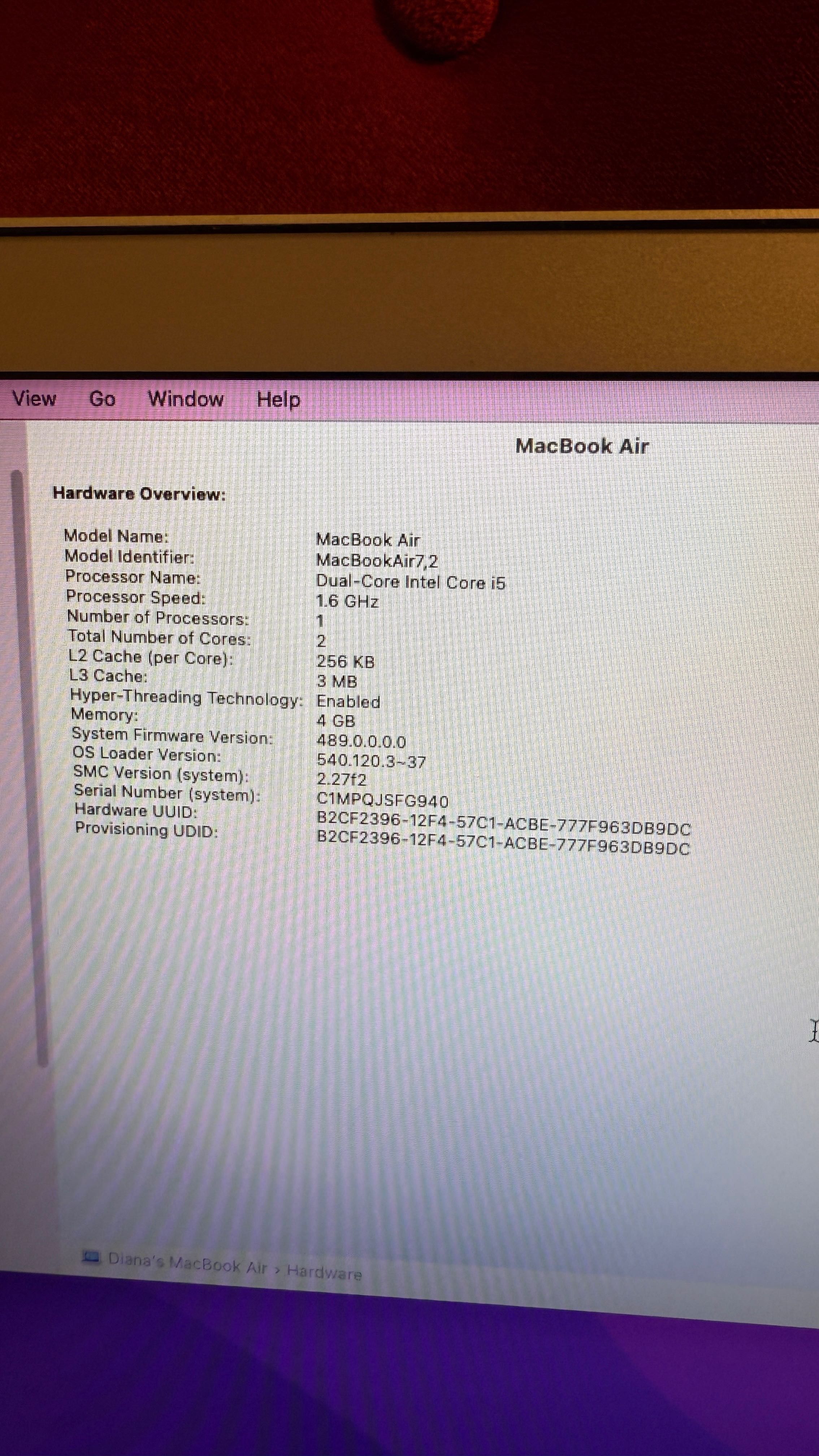 Laptop Apple Macbook Air Early 2015 A1466 I5 4GB 128GB argintiu gri