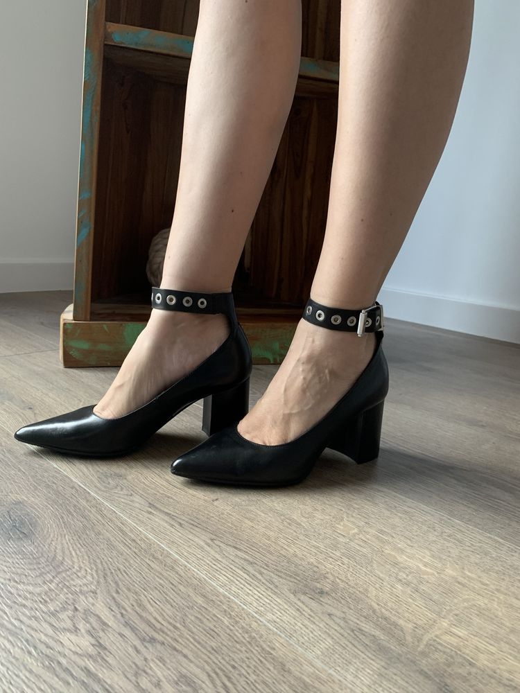 Pantofi din piele naturala, negru, Carmens, marimea 36