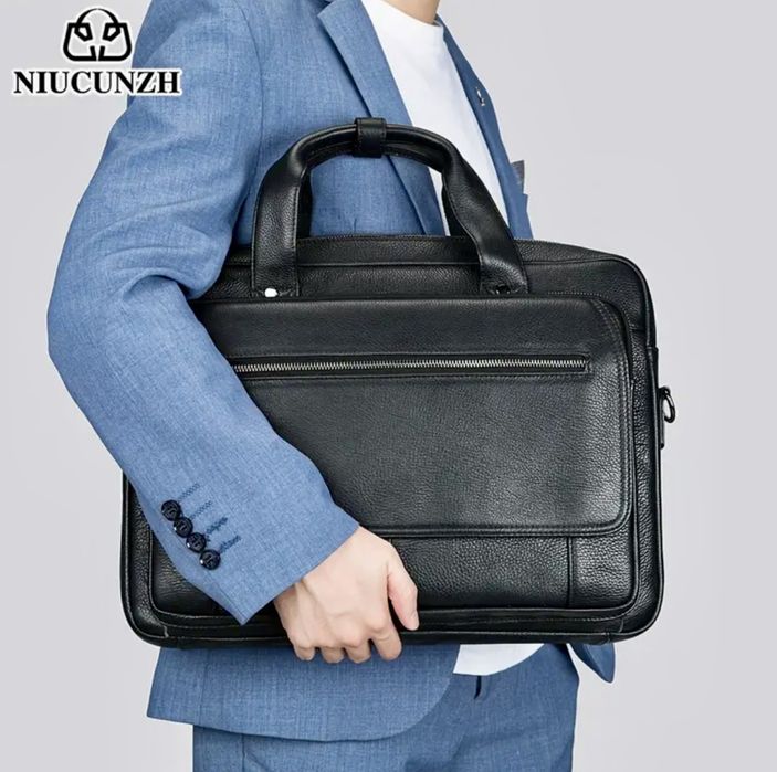 -20%Промоция• Професионална кожена Бизнес чанта/Куфарче за лаптоп 16”!