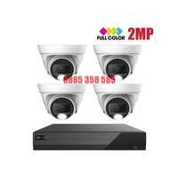 2MP FULL COLOR Комплект за Видеонаблюдение с 4 Камери и Хибриден DVR