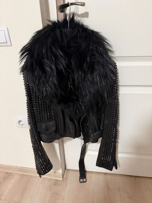 Geacă piele și blană naturală