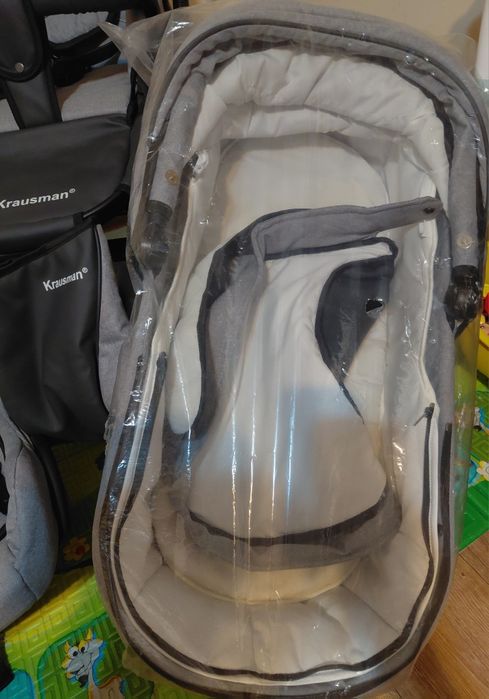 Carucior Krausman 3 in 1, Gri, bonus: cântar baby