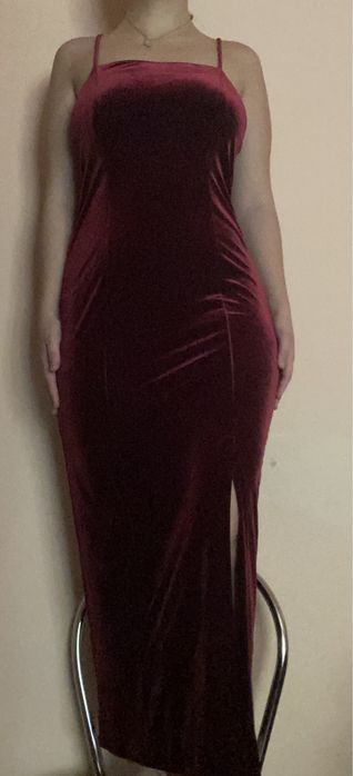 Rochie de Catifea Lungă Roșie