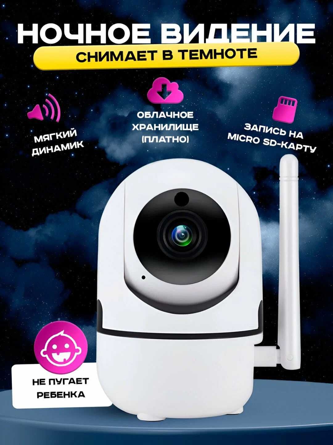 Wi-Fi Камера IP видеонаблюдения PTZ для дома через Wi-Fi со звуком