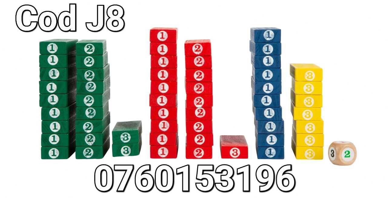 Joc-Turn Instabil colorat din lemn cu cifre si zaruri - J8