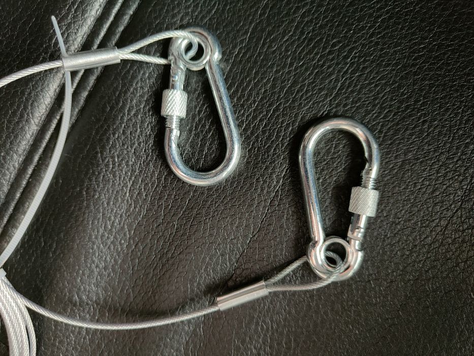 Cablu oțel 3m cu carabine, ideal pentru ancorare și siguranță