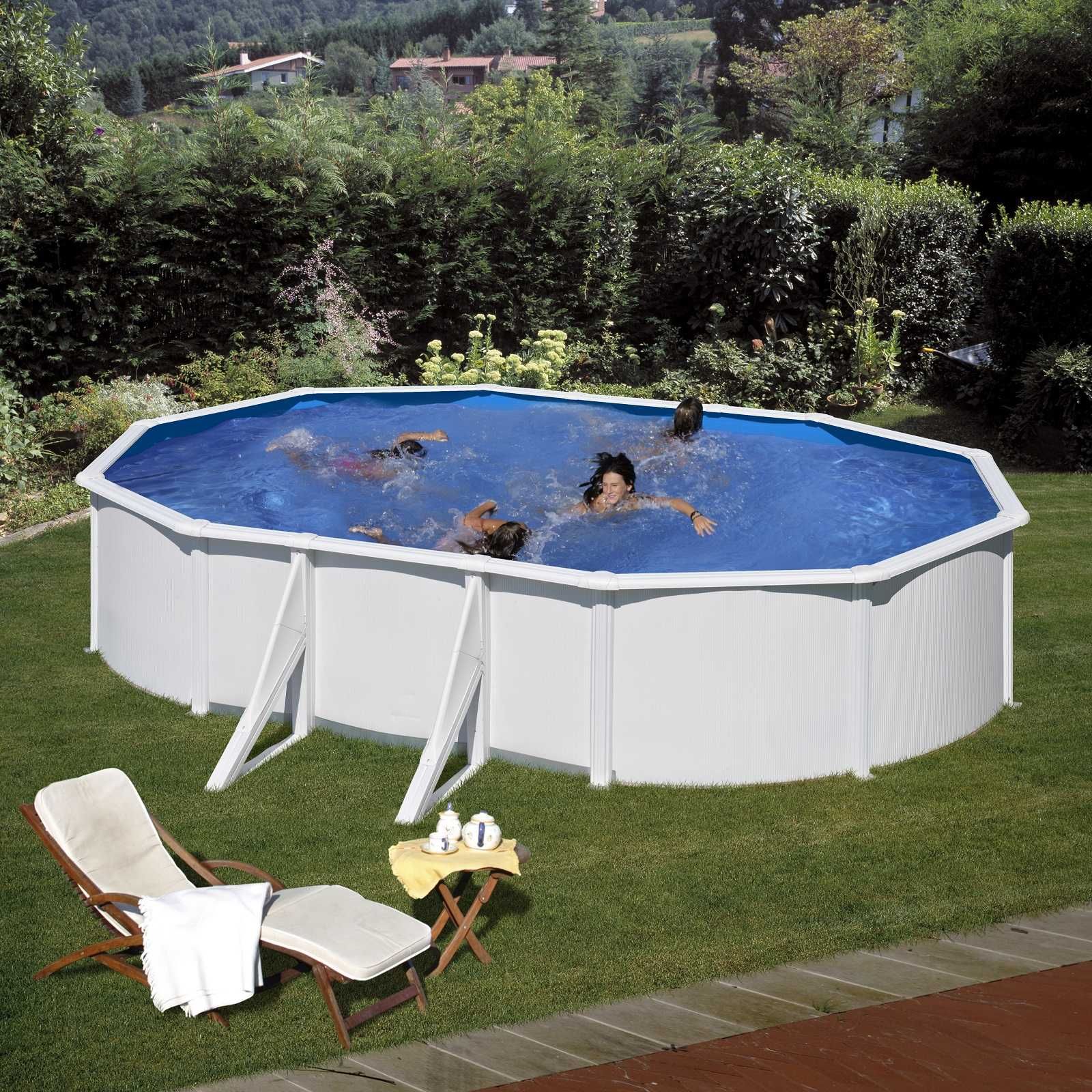 Piscina supraterana sau ingropata metalica alba 610x375cm - NOU 2023