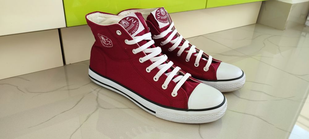 Teniși Trainers Dunlop hi top, tip Converse, Burgundy, 43