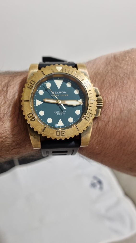 Helson shark diver 1000m Brass titanium