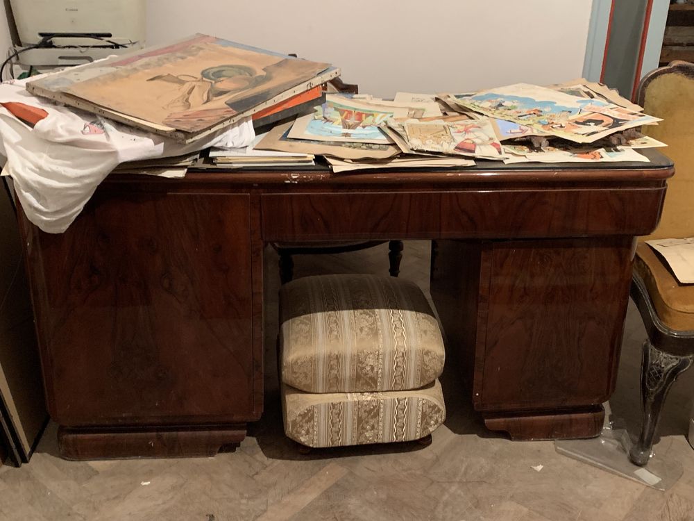 Set mobila lemn furniruit - anii 50 - birou dulap