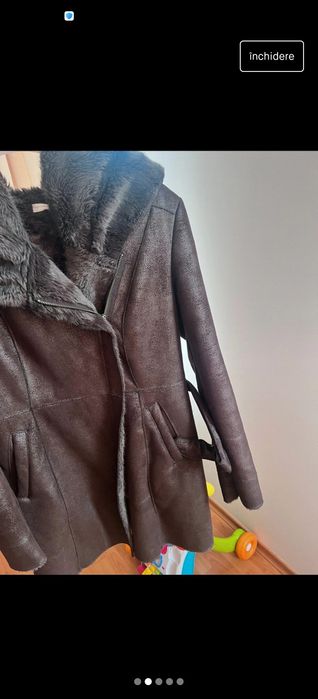 Cojoc Promod din blana piele intoarsa+ blana artificiala