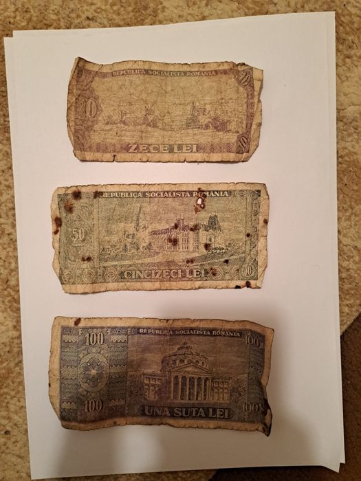 Bacnota de 10 lei , 50 lei, 100 lei din 1966