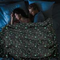 Фосфоресцентно одеяло , 120х150см, Светещи в тъмното звезди