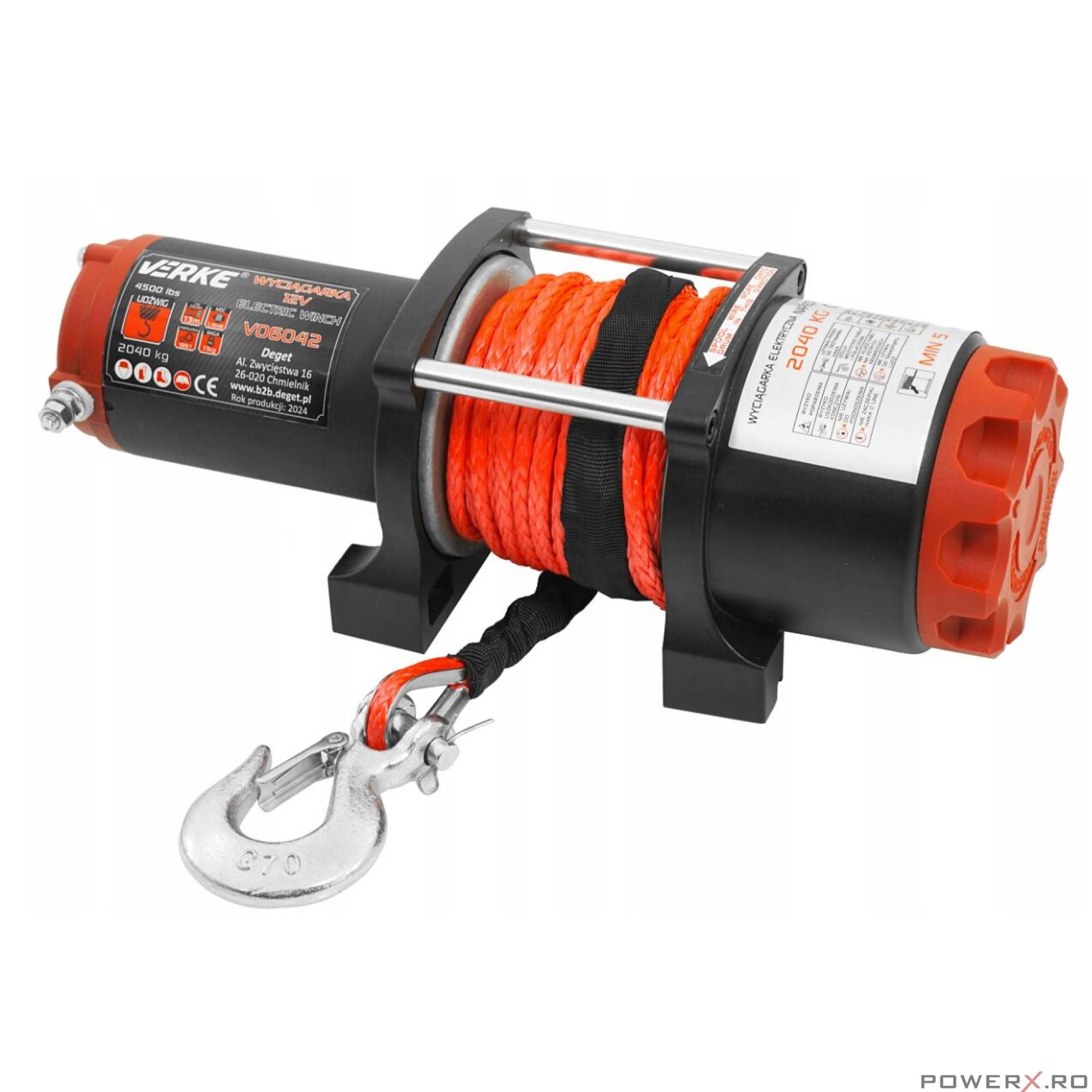 Troliu manual 12 V 195 A, tragere maxima 4500 l, capacitate ridicare