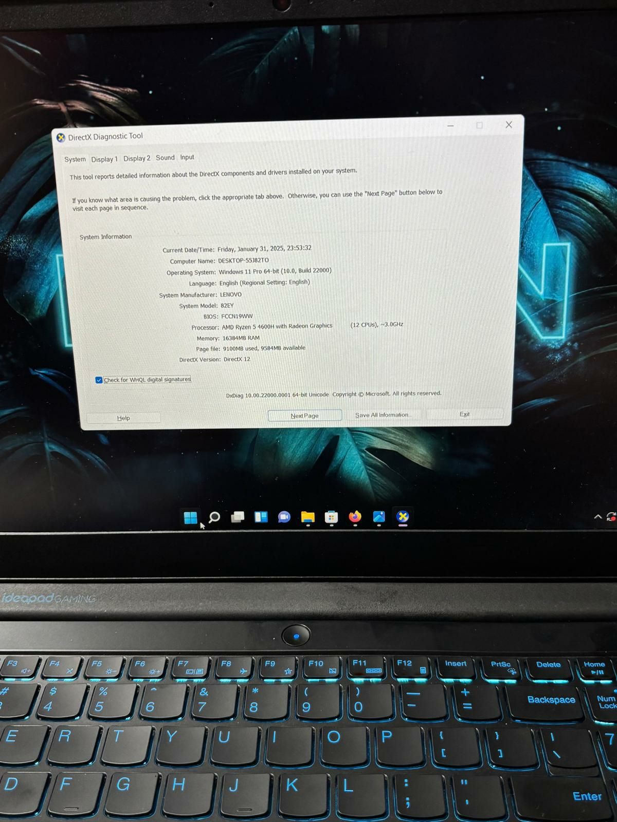 Laptop Display 120HZ Legion GTX 1650 Ryzen 5 4600 Nvme 512 GB RAM 16 G