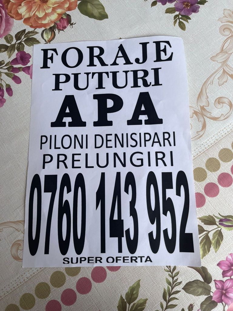 Foraje puțuri apa prelungiri denisipări și piloni