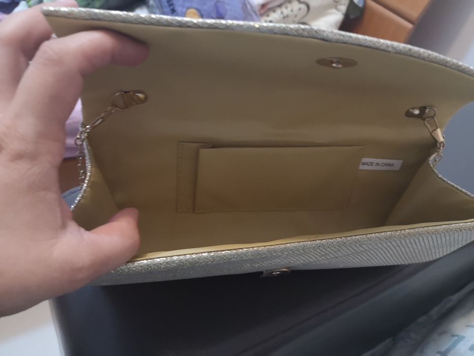 Geanta plic aurie cu sclipici